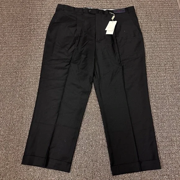 Caracciolo Napoli Marlane Dress Pants Mens Size‎ 40 Slacks Black Wool Flaw NWT